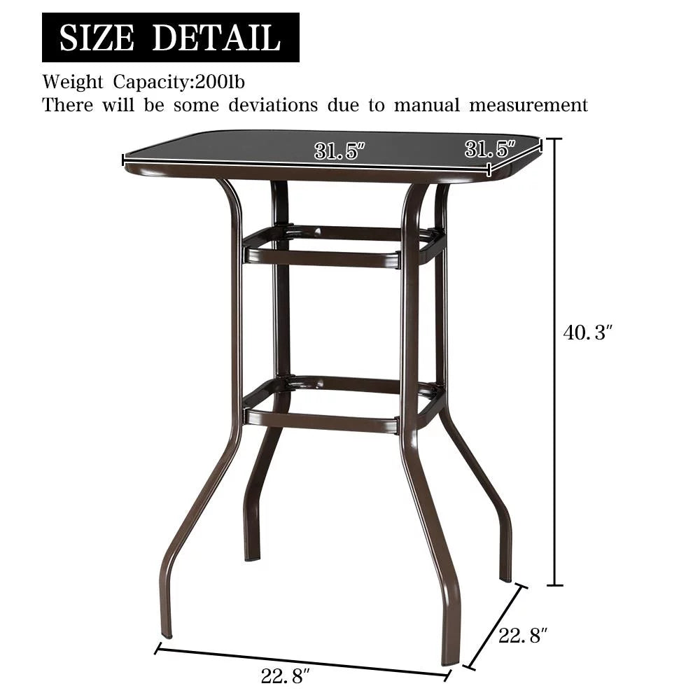 Square Glass 32" x 40" Dining Table Brown N712