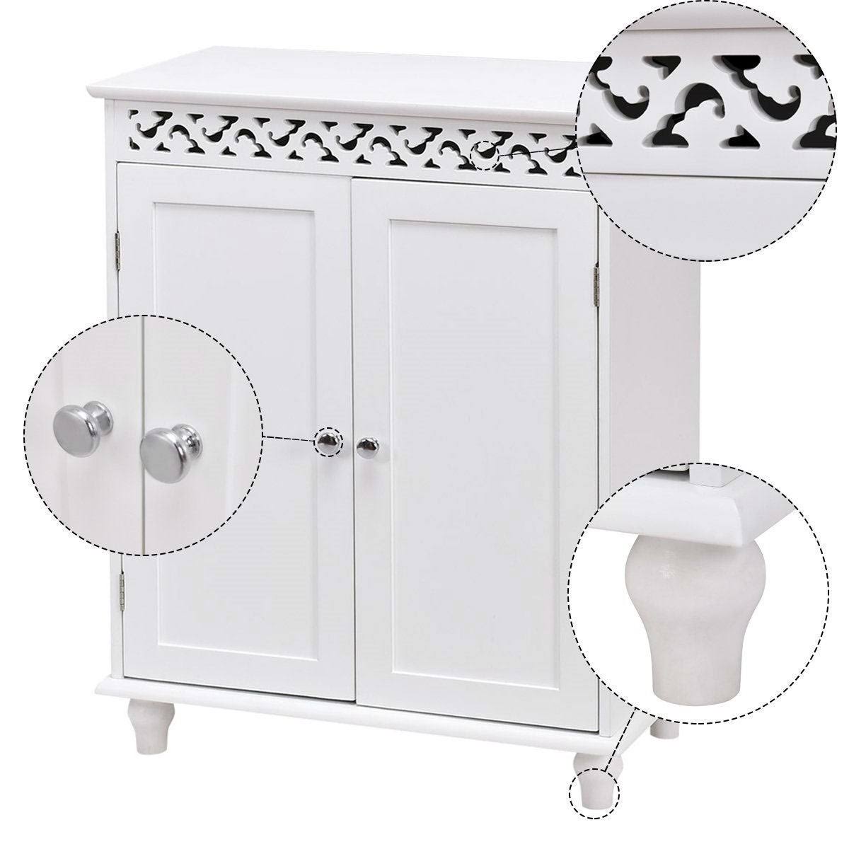 White 2-Door Bathroom Storage Floor Cabinet U4123