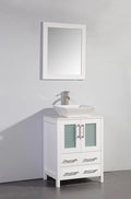 24 in. Single Sink Vanity Cabinet with Ceramic Vessel Sink & Mirror White G9545