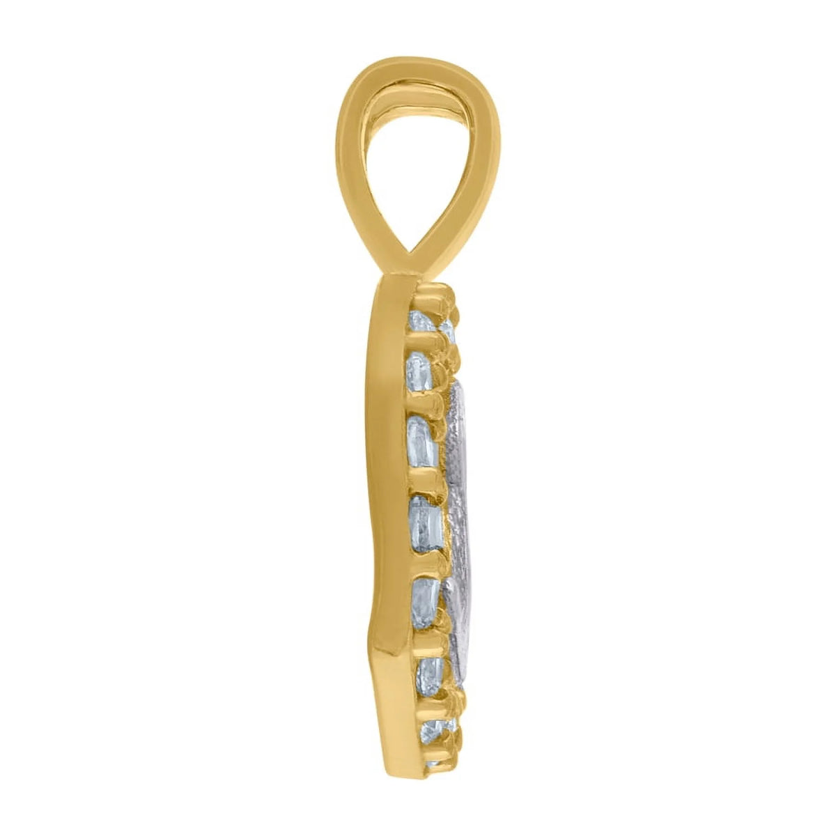 10k Two Tone Gold Cubic Zirconia Letter Pendant Necklace I5070