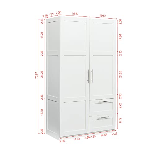 White Tall Kitchen Pantry Cabinet with 2 Doors and 2 Drawers H170553