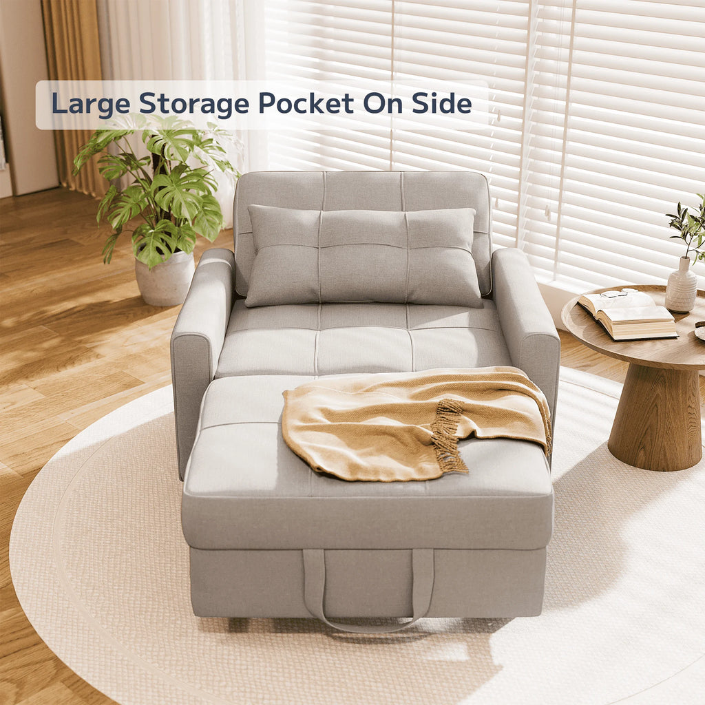 Light Gray 3 in 1 Convertible Sleeper Sofa E411855