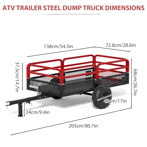 Heavy Duty Steel Dump Cart Utility Trailer, 1500 lbs 15 Cubic Feet with Removable Sides R399134