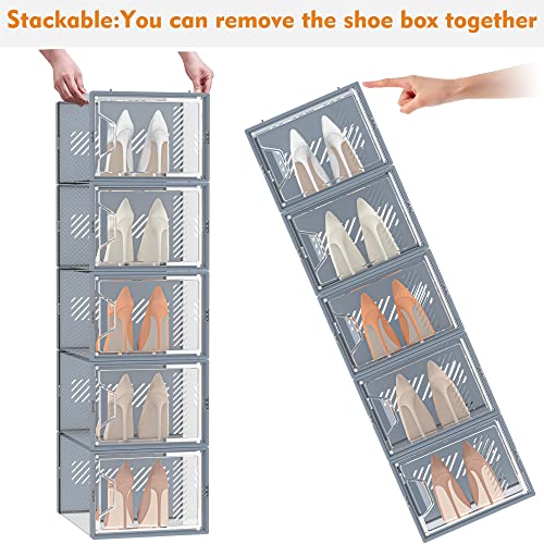 12 Pack Clear Plastic Stackable Shoe Storage Boxes G6070