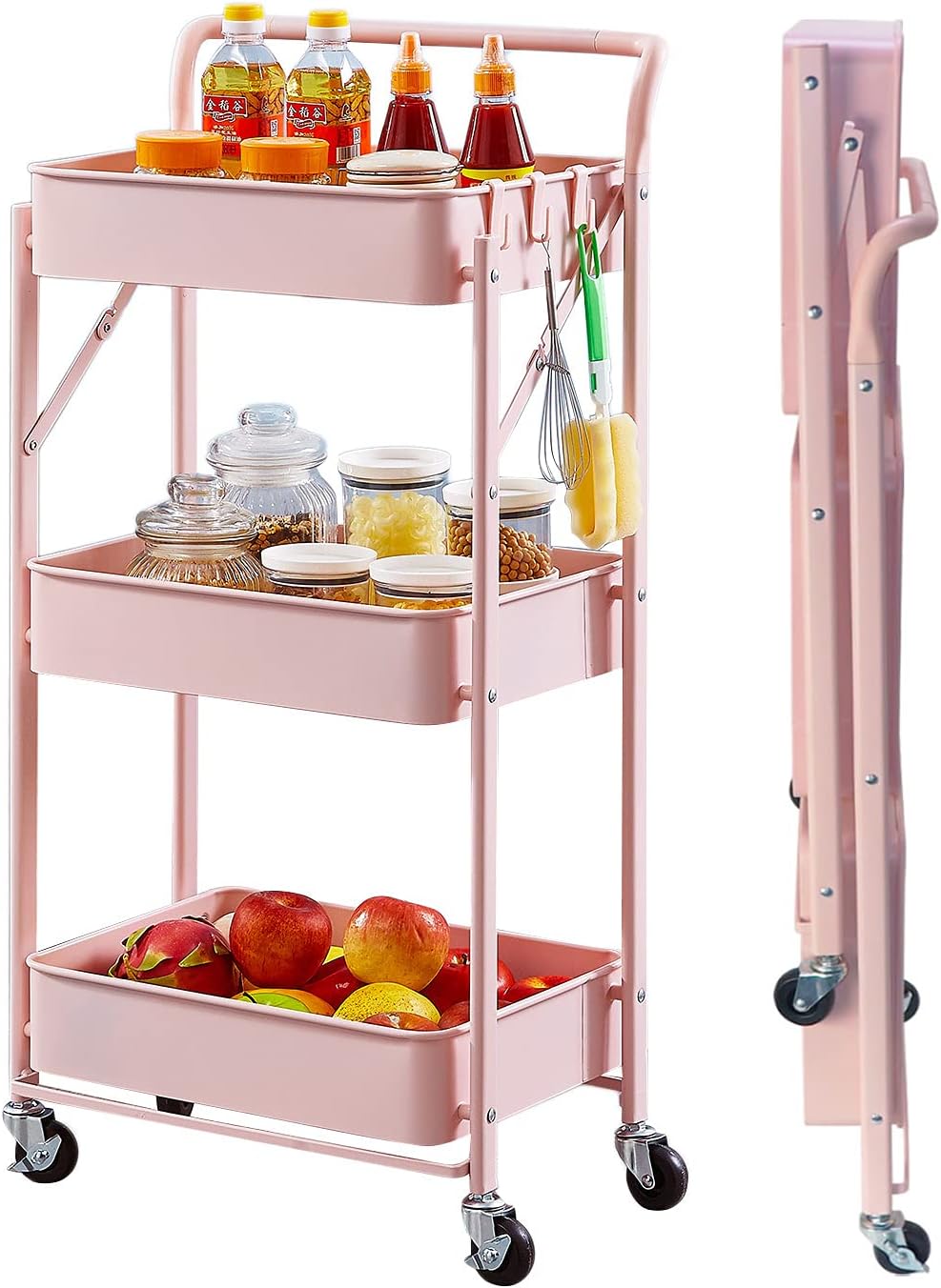 Turquoise Metal Rolling Storage Cart T198821