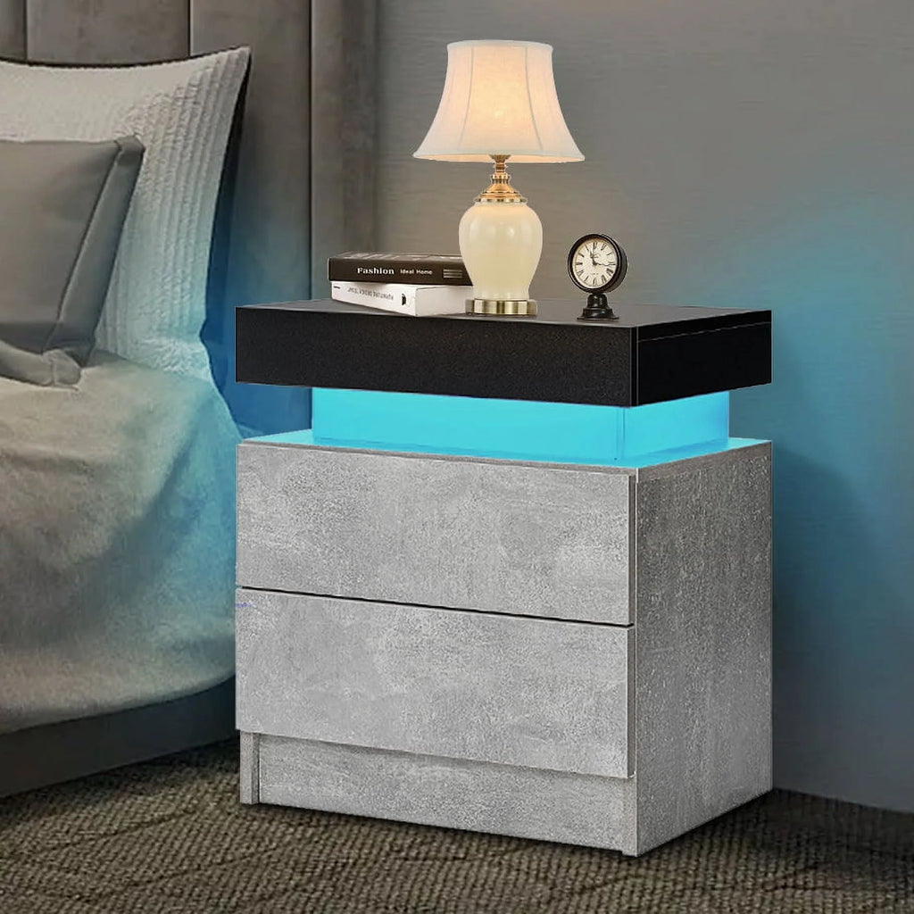 White 2 Drawer High Gloss Nightstand G230404