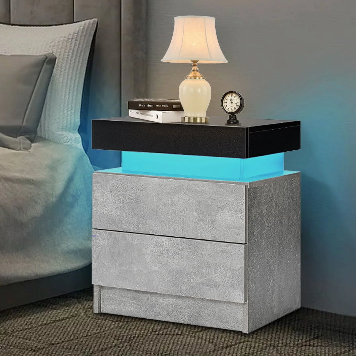 White 2 Drawer High Gloss Nightstand G230404