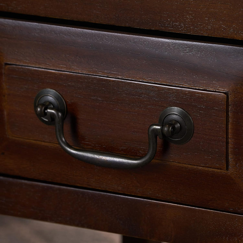 Brown Mahogany Acacia Wood Accent Table with Bottom Drawer C7080