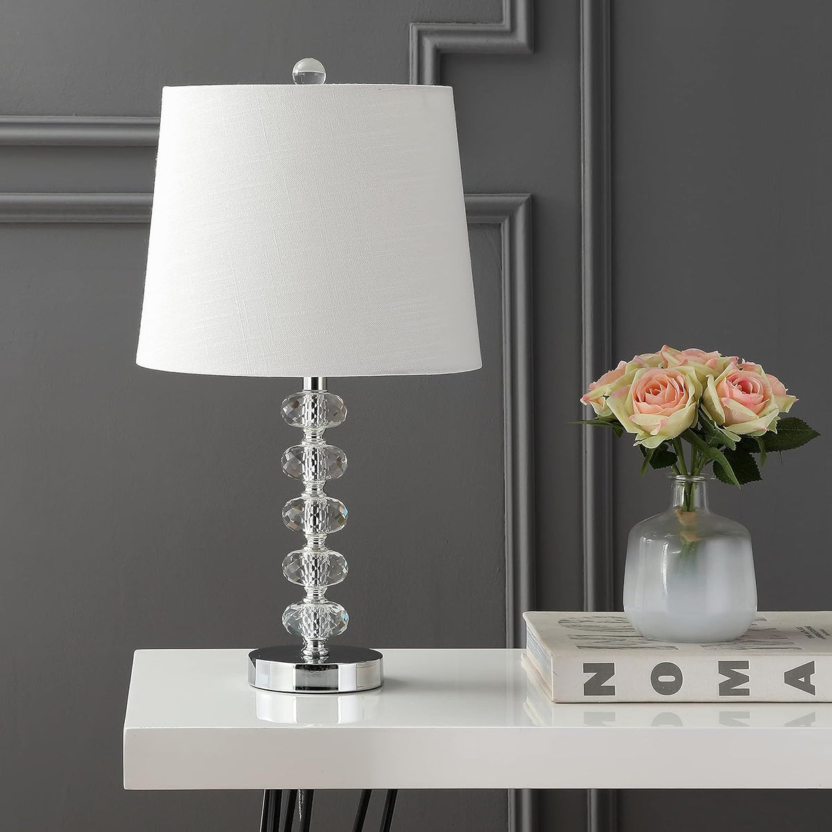 Clear/Chrome Glass/Metal LED Lamp P1631