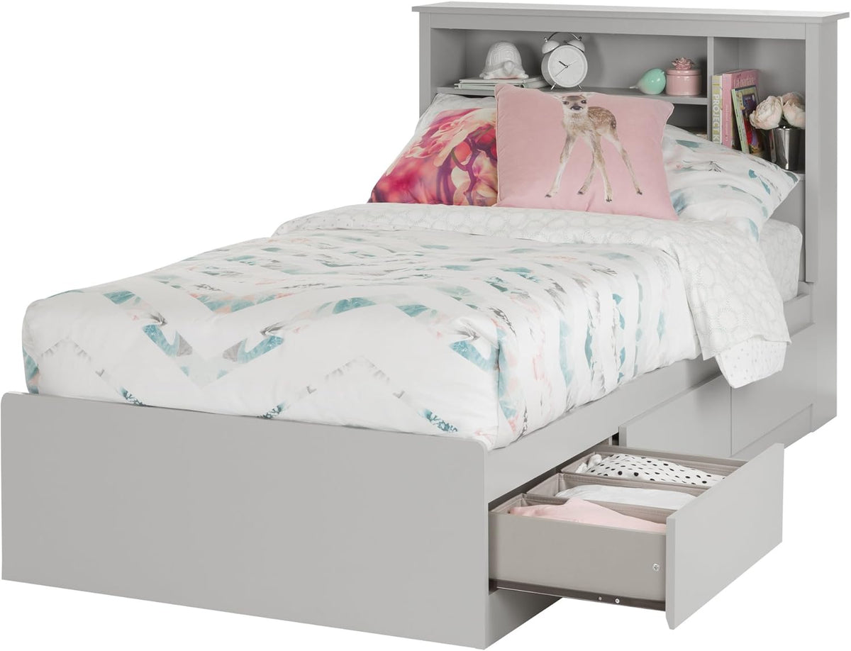 Twin Soft Gray Bookcase Headboard T66516