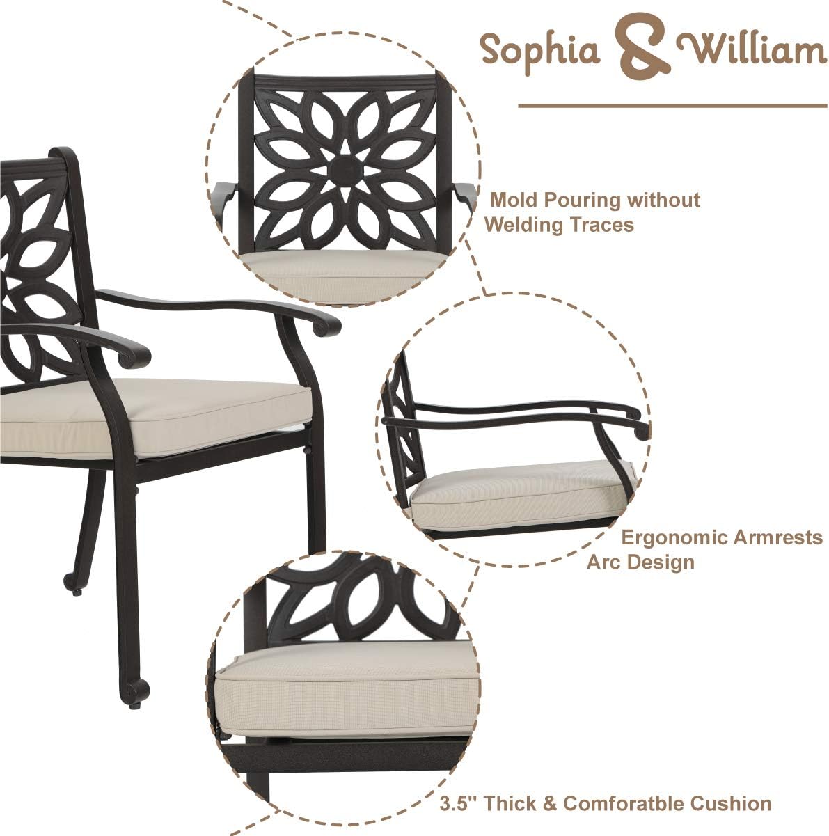 5 Pieces Patio Dining Set with 4 Chairs and 1 Square Table A9445