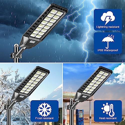 2 Pack 3200W Solar Street Lights with Motion Sensor IP66 6500K Z952375