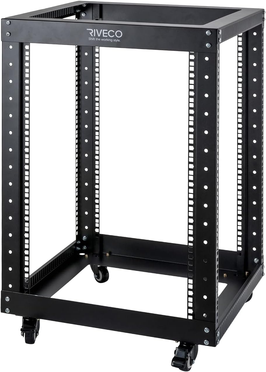 9U Open Frame Server Rack with Casters Black A8029