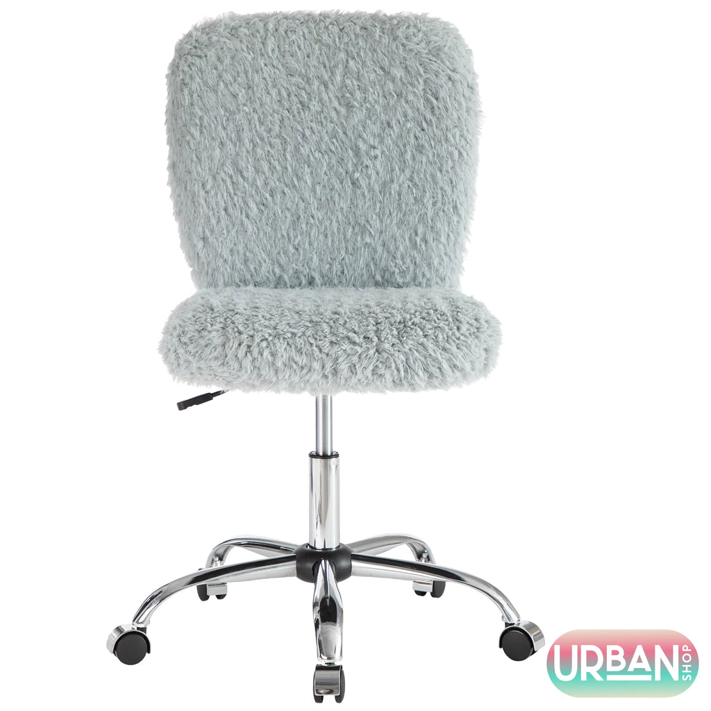 Gray Faux Fur Swivel Office Chair E291