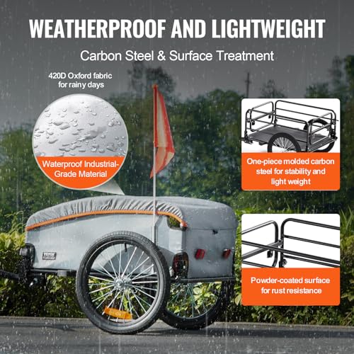 Heavy-Duty Foldable Bike Cargo Trailer with Universal Hitch M814541