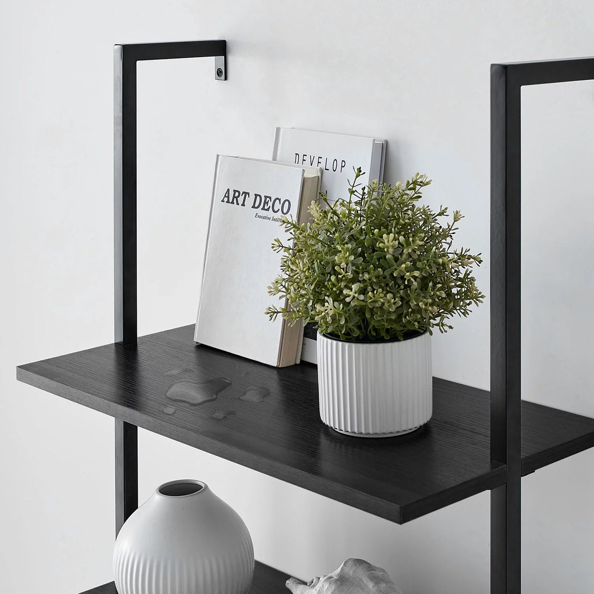 5 Tier Black Wall Mount Bookshelf Z717058