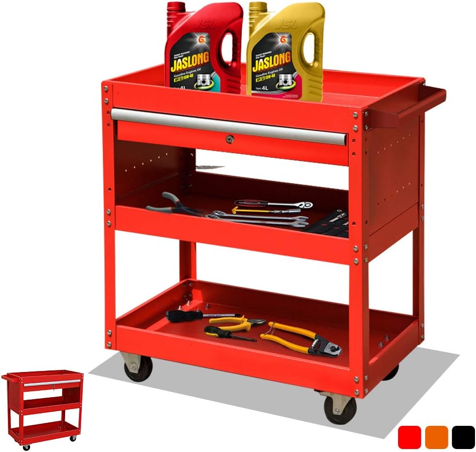 Black Tool Cart with Wheels and Drawers M149544