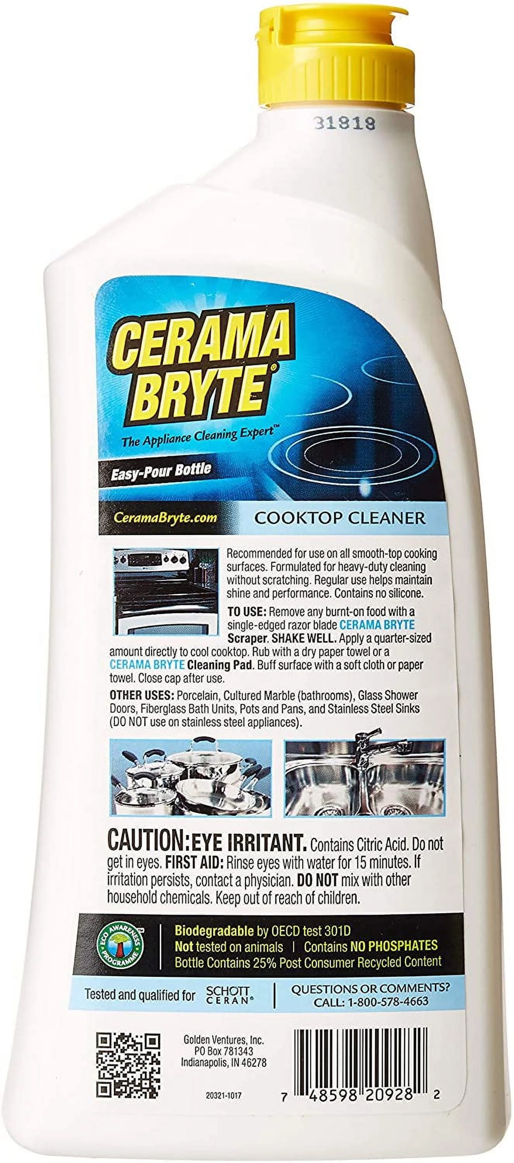 Ceramic Cooktop Cleaner, 28 Ounce, Scraper, 10 Pads R1252