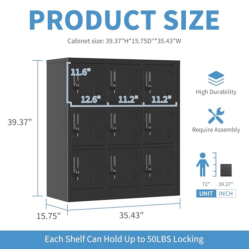 9 Door Metal Storage Locker with Locks A144864