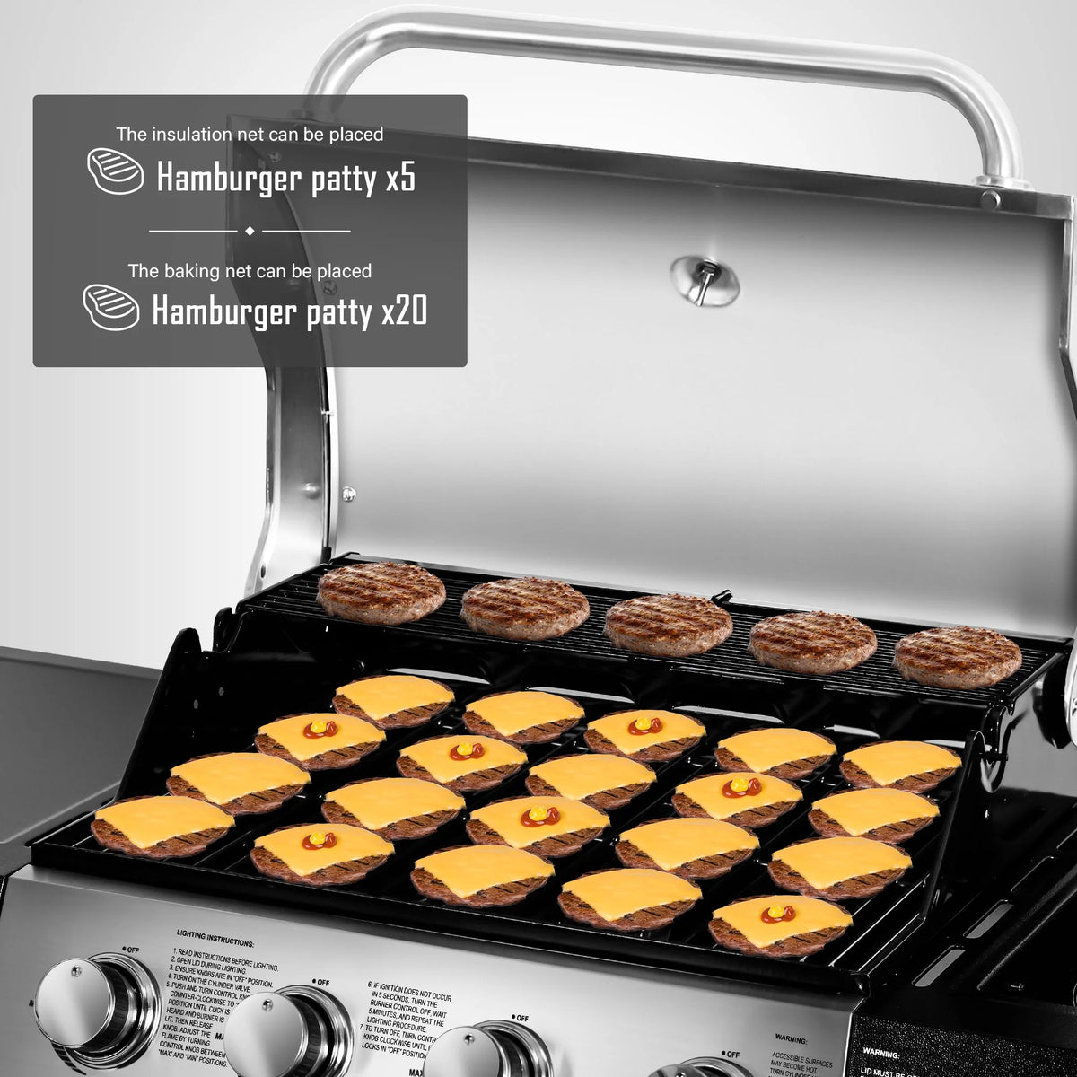4 Burner Propane Gas Grill with Side Burner L277