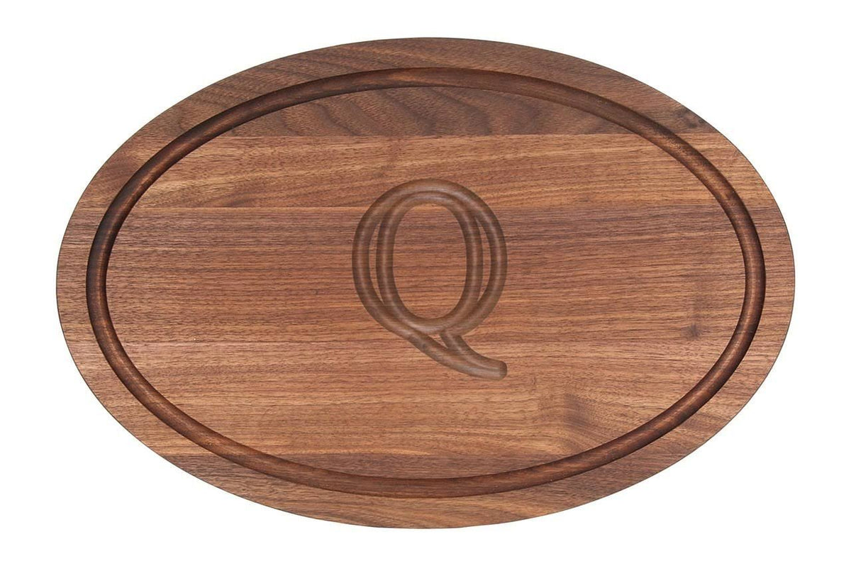 Oval Walnut Wood Carving Board with Juice Well W671