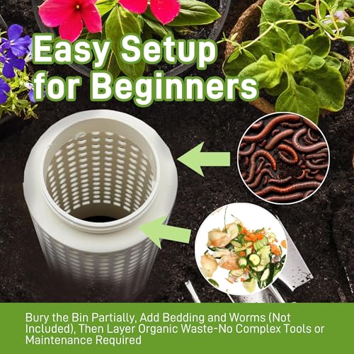 2-Pack White PVC Worm Compost Bin N798