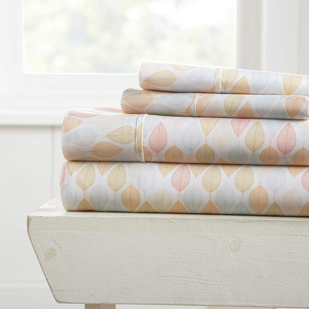 Rose Pattern 4 Piece Bed Sheet Set Queen Light Gray E52081