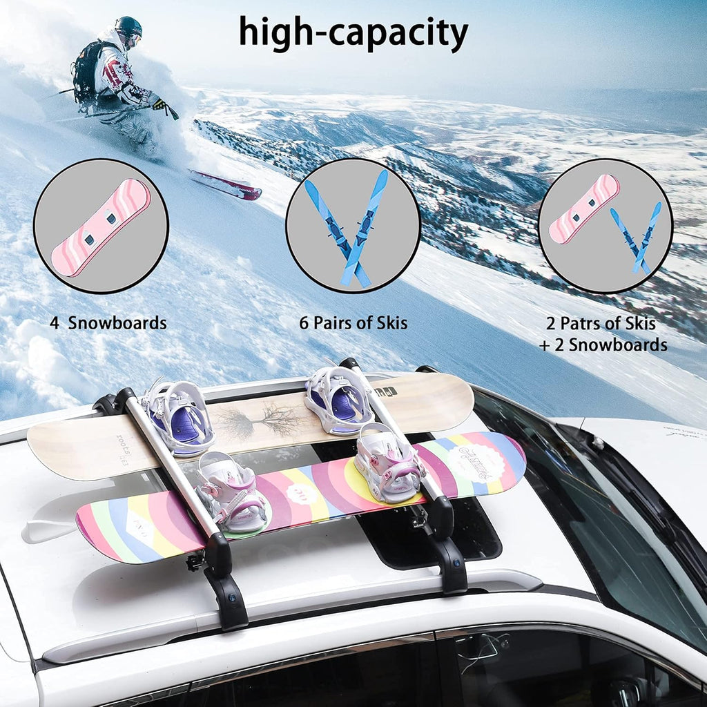 Aluminum Universal Ski Roof Rack for 6 Pairs of Skis or 4 Snowboards N231150