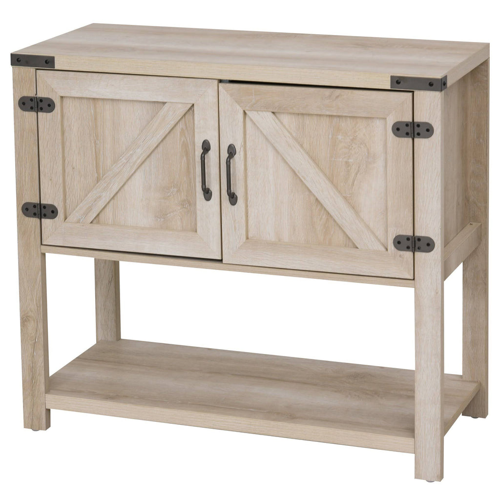 Oak 2-Door Storage Cabinet with Bottom Shelf H2393