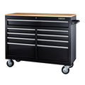 Black 9-Drawer Mobile Storage Cabinet with Solid Wood Top T7446