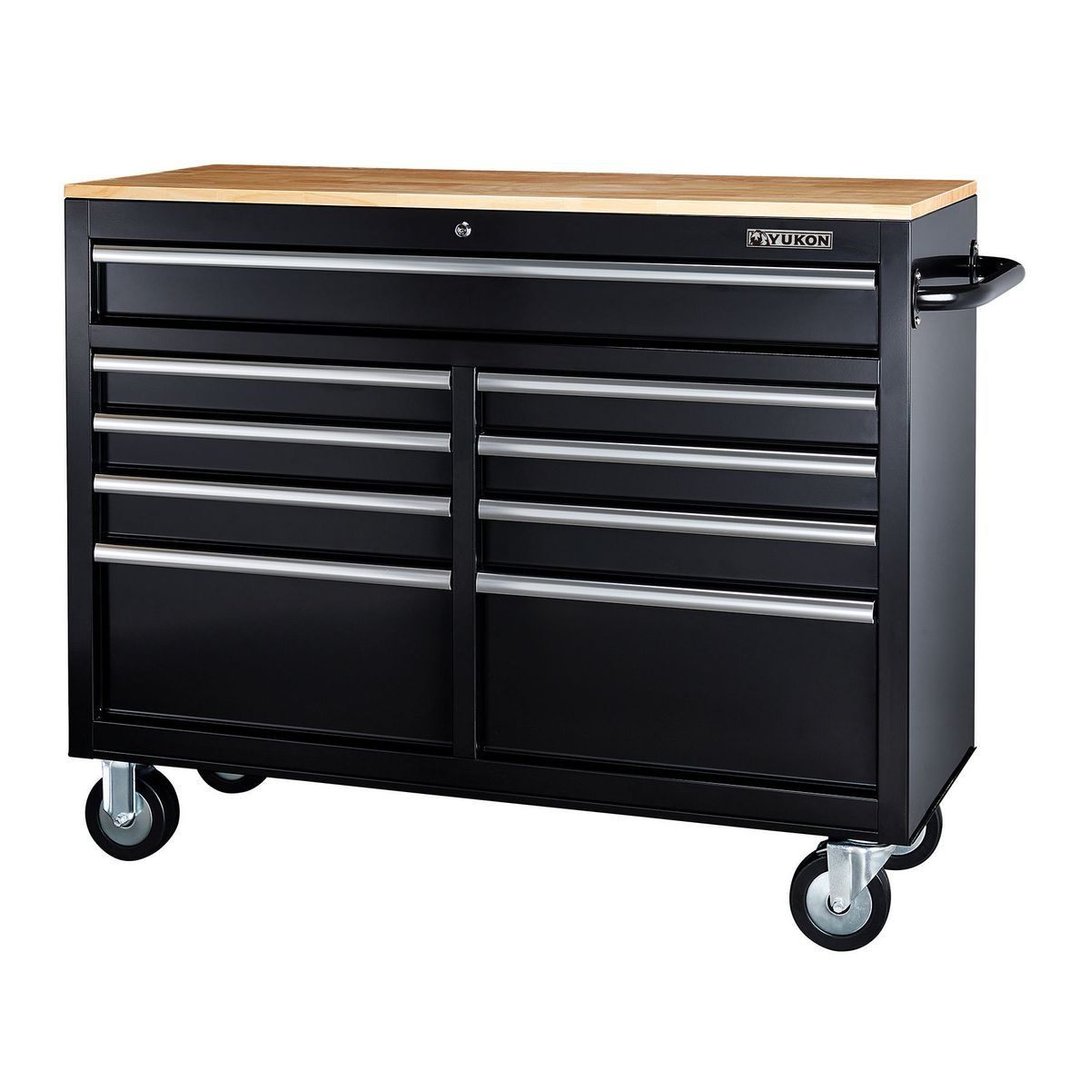 Black 9-Drawer Mobile Storage Cabinet with Solid Wood Top T7446