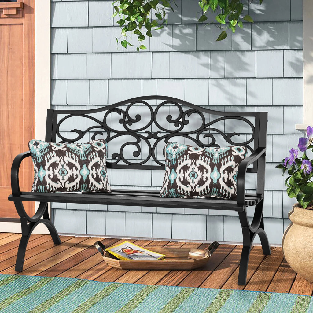 50" Black Patio Garden Bench F651037