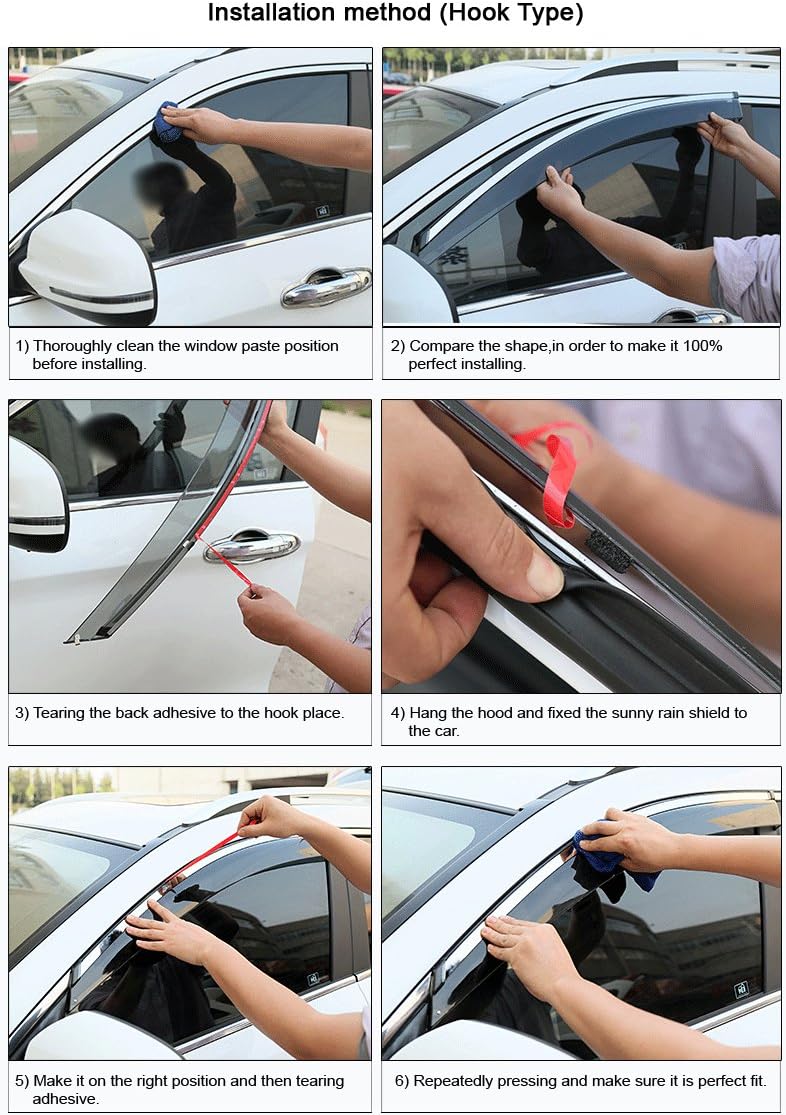 Car Window Visor Vent Shade Deflector Sun/Rain Guards for 2017-2021 Honda Civic Hatchback I2864