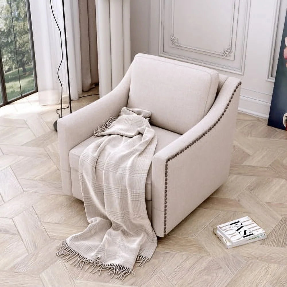 Cotton Linen Swivel Armchair M351869