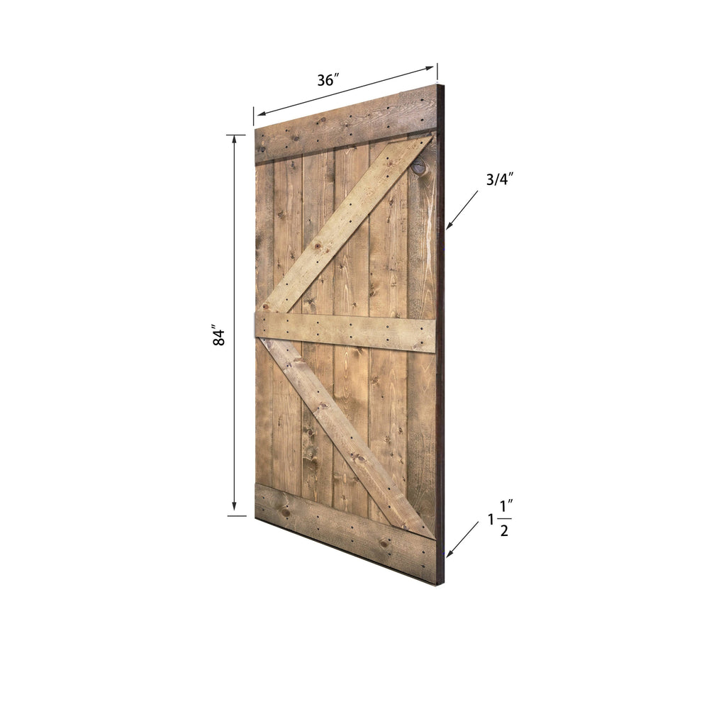 Paneled Wood Barn Door with Installation Hardware Kit V58947