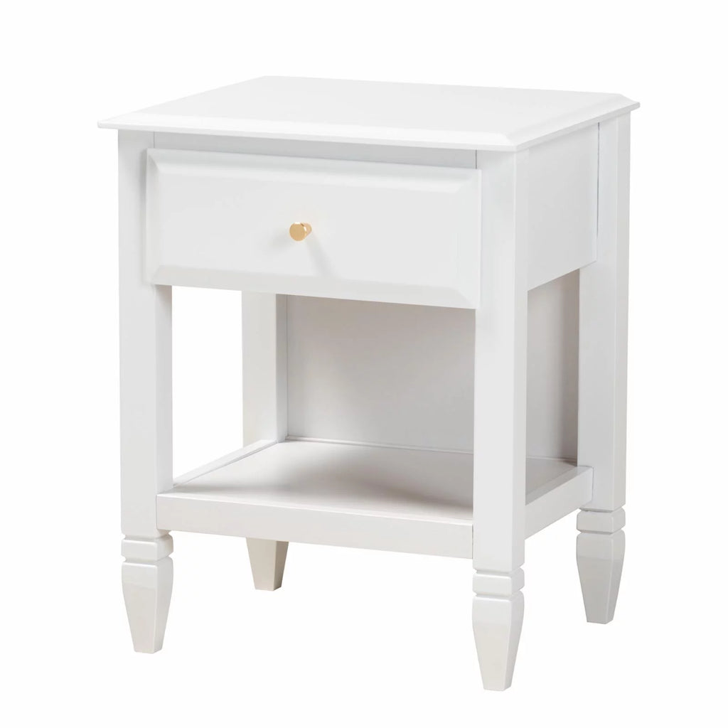 White Wood Twin Size 3-Piece Bedroom Set Q94017