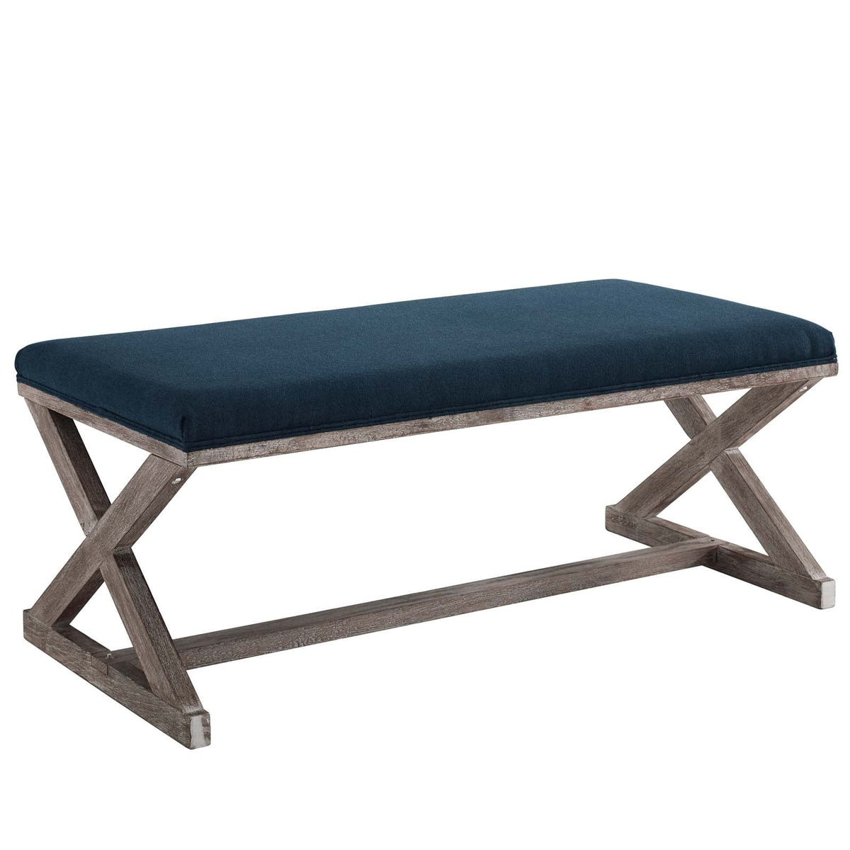 Vintage French Upholstered Fabric Bench S71854