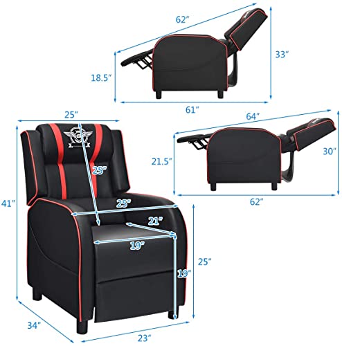 Adjustable Racing Style Massage Recliner Chair with Headrest & Lumbar Pillow P911