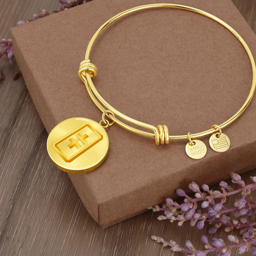 Stainless Steel or 18k Gold Circle Bangle U564093