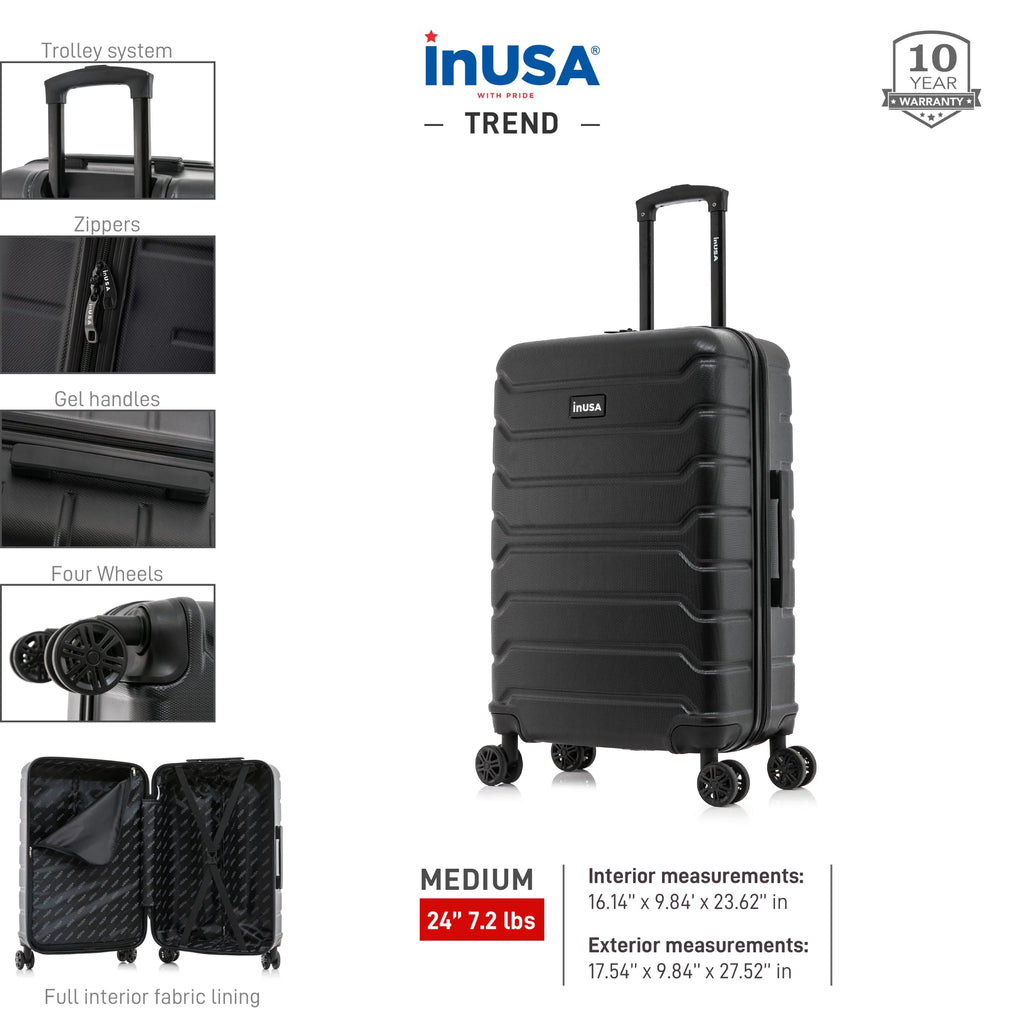 24" Hardside Lightweight Luggage with Spinner Wheels, Black M356258
