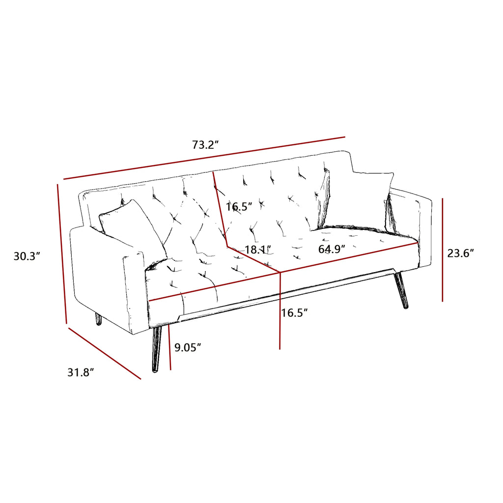 Cream White Convertible Folding Futon Sofa Bed I64712