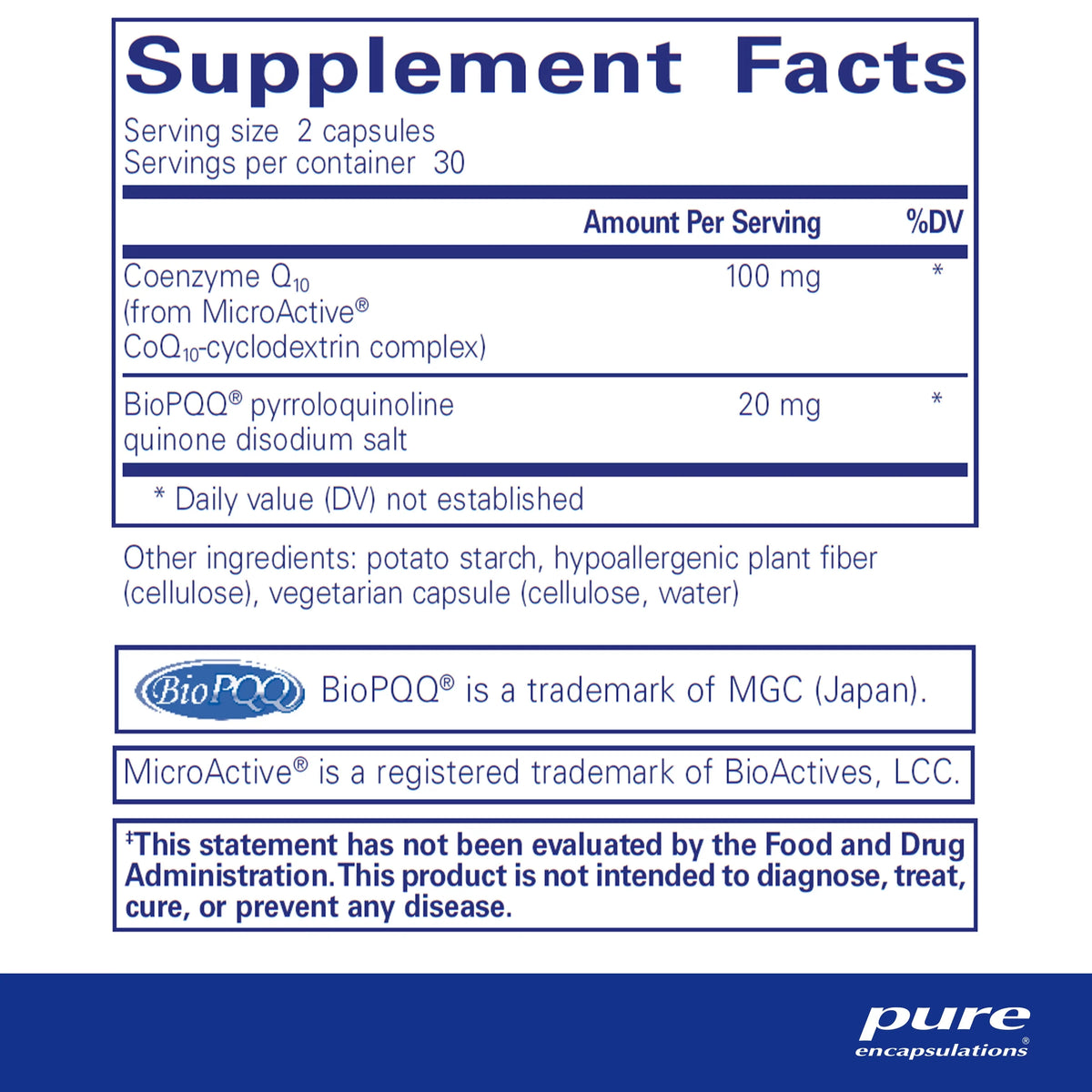 60 Capsules CoQ10 with PQQ Supplement E8661