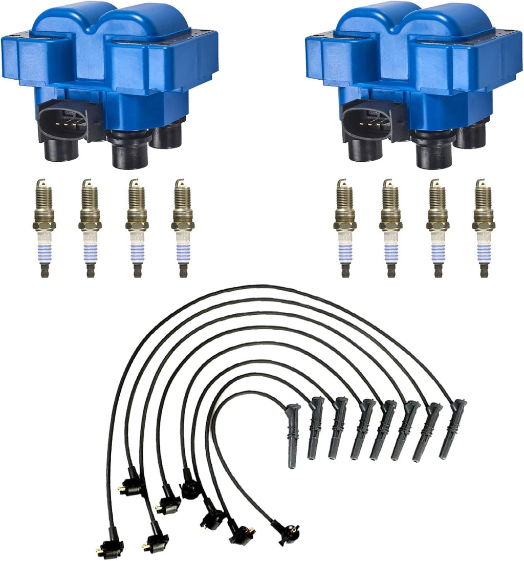 2 pcs Ignition Coil Pack Tune Up Kit with 8 Platinum Spark Plug & Wire Set A387507