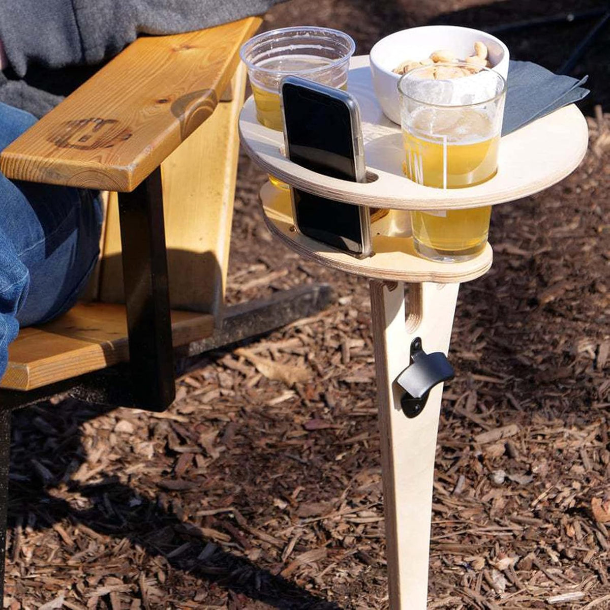Outdoor Folding Two-Layer Wine Table Wooden Portable Picnic Table K82917