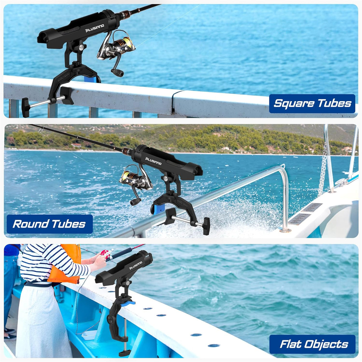 Fishing Rod Holder for Boat, Dual V-shaped Design, 360 Degree Adjustable R2406