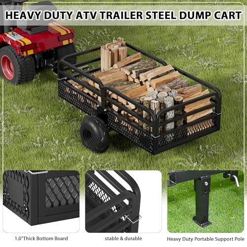 Heavy Duty Steel Dump Cart Utility Trailer, 1500 lbs 15 Cubic Feet with Removable Sides R399134