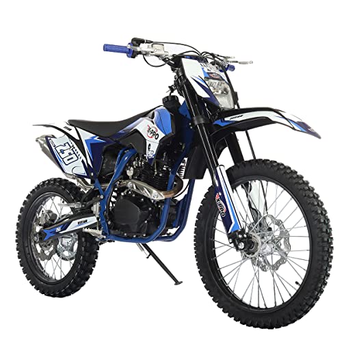 250cc Dirt Bike with LED Light Gas Dirt Bikes Adult Pitbike, Big 21"/18" Wheels D817346