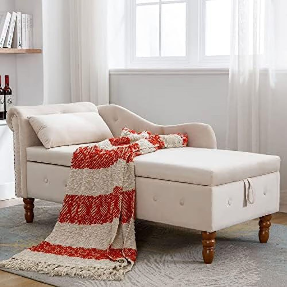 Grey Velvet Tufted Chaise Lounge Chair with Ottoman Bench F3385