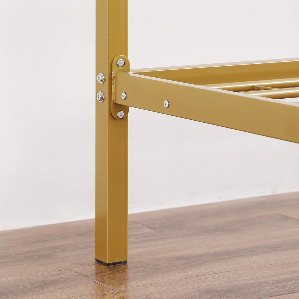 Black King Metal Canopy Bed Frame with Headboard P91597