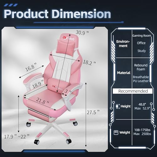 Blue Ergonomic Gaming Chair with Footrest V370584
